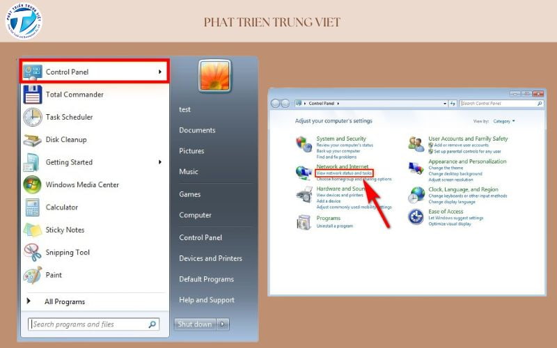 Kiểm tra địa chỉ IP trên Windows 7 bước 1